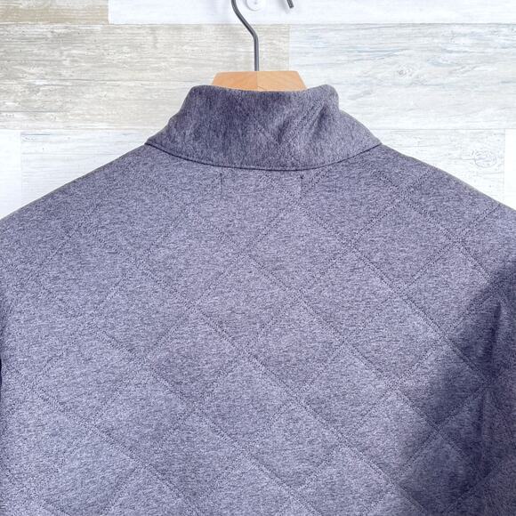 Cremieux Quilted 1/4 Zip Sweatshirt Gray Elbow Patches Pockets Mens Large - Picture 5 of 7
